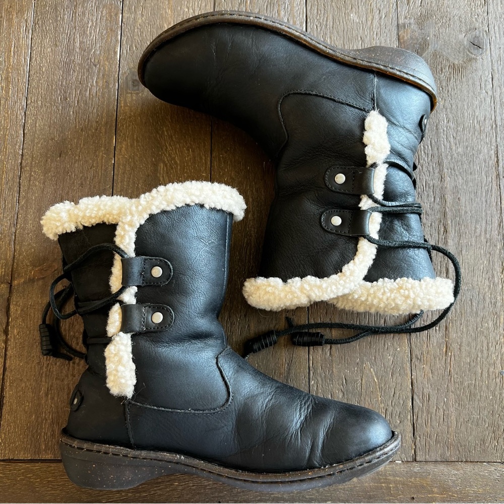 Women's Black Shearling-Lined Winter Ankle Boots - Picture 6 of 13